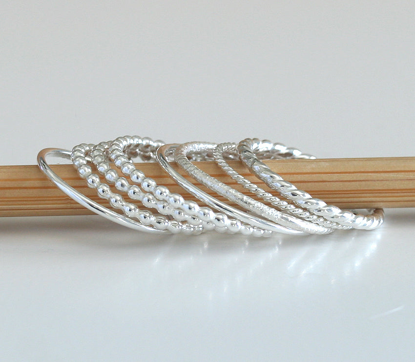 Stacking rings made with sustainable silver. Handmade in New Jersey, US.