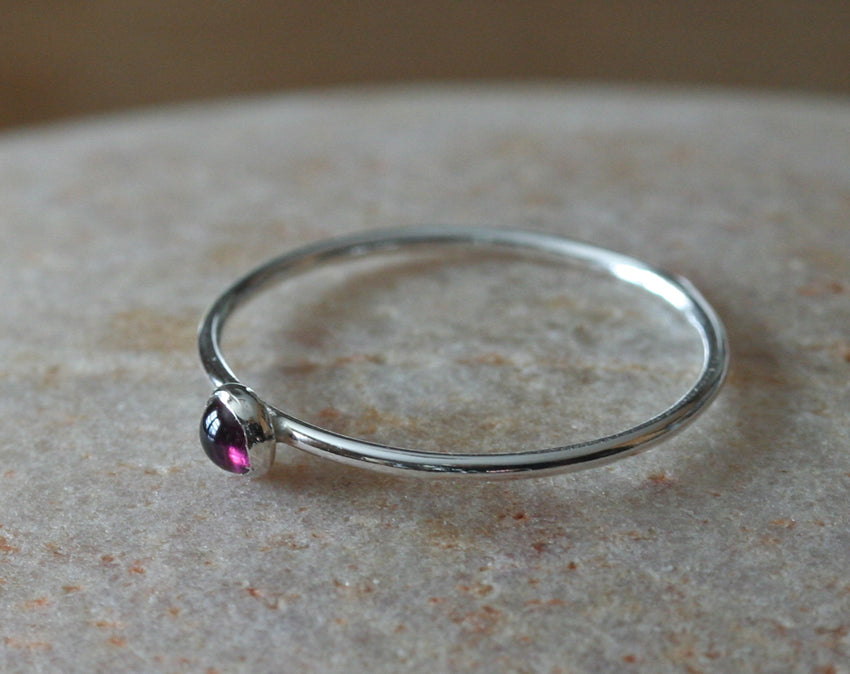 Garnet stacking ring in all sizes. January birthstone. Ethical minimalist Scandinavian design. Handmade in New Jersey.