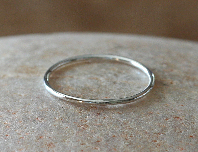 Thin stacking ring in sustainable sterling silver. Handmade in New Jersey, US.