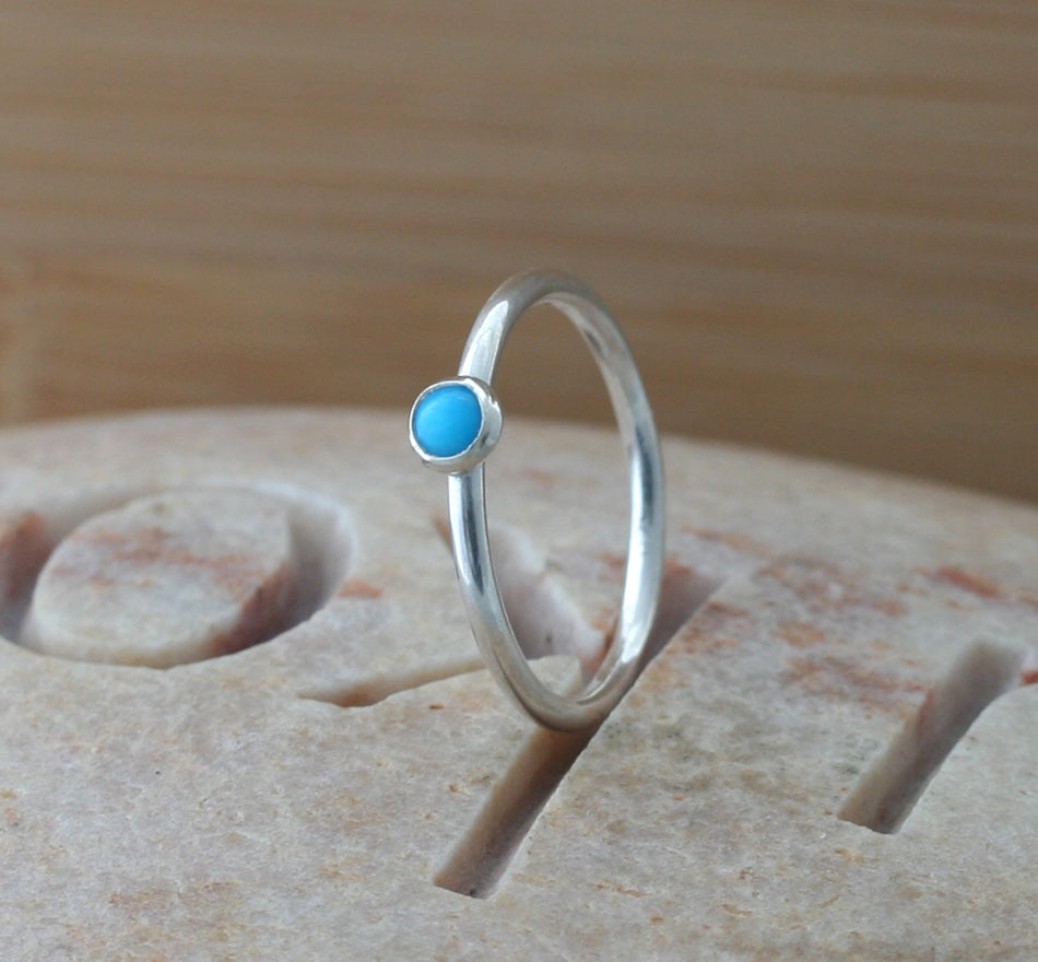 Turquoise Stacking Ring in Sterling Silver • December Birthstone • Size 9