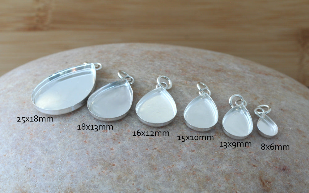 Drop Pendant Jewelry Supply blanks in Sterling Silver. US Handmade.