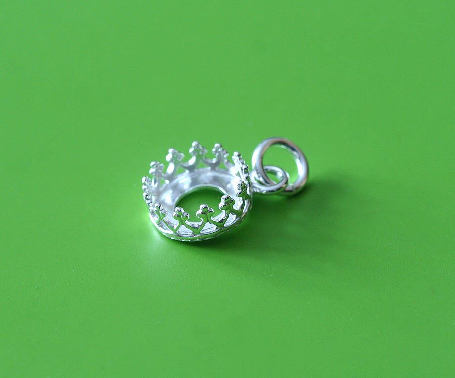 Crown Princess Bezel Cup Pendant Sterling Silver. Jewelry supplies.