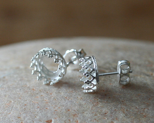 Crown earring blanks in sustainable sterling silver. Handmade in the US.